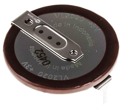 SIMPLETEK - Batería VL2020 de botón recargable de 3 V Pila con conectores para soldar 180° contactos angulares Compatible con BWM Mando a distancia e39 e46 e53 x3 x5 z3 z4 (1 unidad)