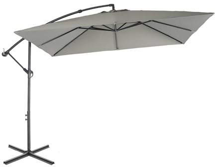 sweeek-Parasol Cuadrado excéntrico, 3x3m Verde Kaki - 300x295x250 cm
