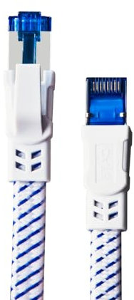 HUO JI Câble Ethernet Catégorie 8 (Cat 8) 8 m - 40 Gbps / 2000 MHz, S/FTP, Gigabit Ethernet, Connecteurs RJ45 Plaqué Or - Câble Réseau Tressé Haute Vitesse pour Gaming, PS5, PC Portable