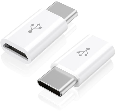 Micro USB to USB C Adapter 2 Pack,Usb Type C Male to Micro Usb Female Adapter usb C adapter Compatible with Samsung Galaxy, Huawei, Type-C Phones,Tablets and More (White*2)
