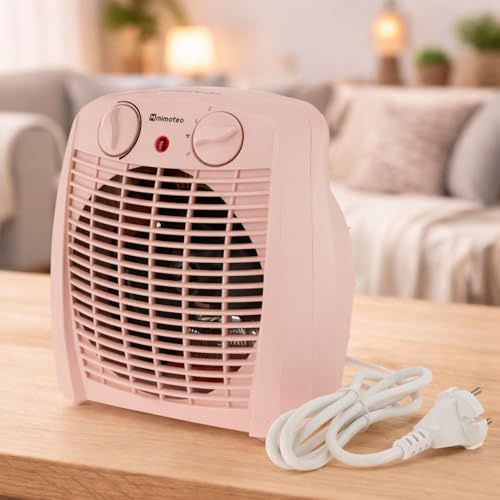 M mimotec – Chauffage soufflant électrique Pink Comfort 2000W Mimotec, chauffage d’appoint portable au sol, double puissance 1000/2000W, faible niveau sonore <53 dB, IP20, pour pièces jusqu’à 20 m²