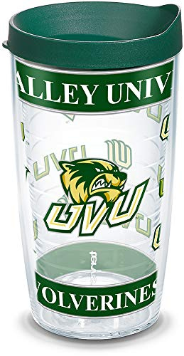 Tervis Utah Valley Wolverines - Vaso con logo y tapa verde cazador, 16 onzas, transparente