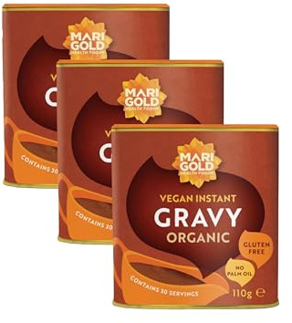 Marigold Vegan Instant Gravy Organic 110g (Pack of 3) – Gluten-Free, Palm Oil-Free – Natural Ingredients, Perfect for Nut Roasts, Veggie Bakes & Meat Dishes