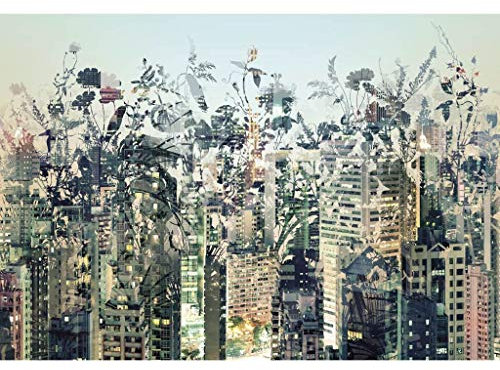 Komar Fototapete URBAN JUNGLE | 368 x 254 cm | Tapete, Wand, Dekoration, Wandbelag, Wandbild, Wanddeko, Skyline, Blumen, Oase | 8-979