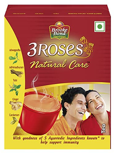 RED LABEL Brooke Bond 3 Roses Natural Care Tea, with 5 Ayurvedic Ingredients, 100 g