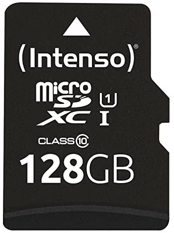 Intenso Premium Scheda di Memoria microSDXC da 128 GB Class 10 UHS-I (con Adattatore SD), Nero
