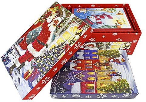 Alef Elegant und dekorativ Urlaub Mottoparty Nistkasten Geschenk-Boxen-3 boxes- Wunderschön verziert – Perfekt für Geschenke oder einfach Dekoration. Large, Medium, Small Scenic Christmas