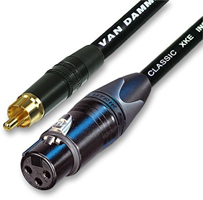 Gold Plated RCA to Female XLR. Quality Black Van Damme un-balanced instrument Cable (10m, Black)