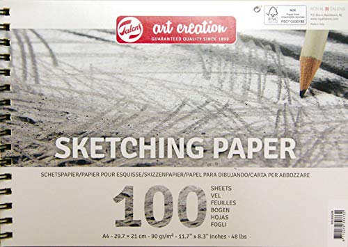 Talens Art Creation Skizzenpapier - A4 90 g - 100 Blatt - Ringgebunden - Ideal für Künstler
