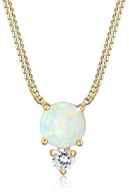 Elli Halskette Damen Vintage Elegant mit Zirkonia Kristallen und Opal in 925 Sterling Silber vergoldet