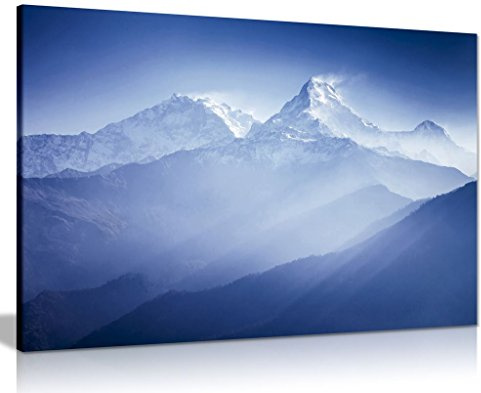 Blue Wall Art Annapurna Mountains Landscape Canvas Wall Art Picture Print (24x16)