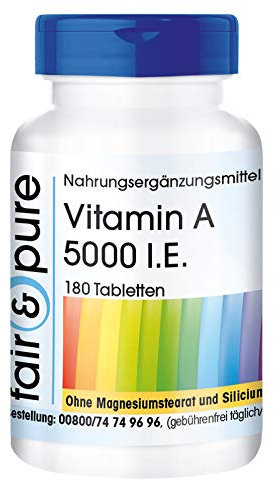 Fair & Pure® - Vitamin A 5000 I.E. (1500µg) - 180 Tabletten - Retinylacetat - vegan - ohne Magnesiumstearat