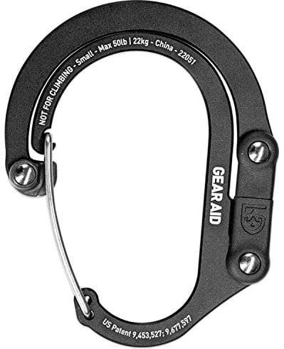 GEAR AID HEROCLIP Karabinerclip und Haken (Klein) für Geldbörse, Kinderwagen und Rucksack, Schwarz