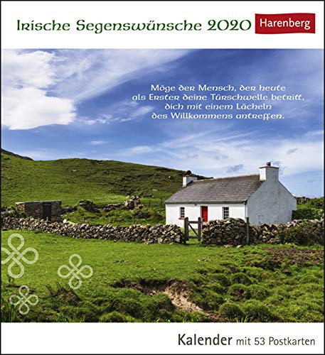 Irische Segenswünsche - Kalender 2020 - Harenberg-Verlag - Postkartenkalender mit 53 heraustrennbaren Postkarten - 16 cm x 16,5 cm