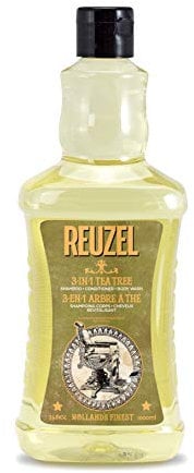 Reuzel 3-In-1 Tea Tree Shampoo - Cleanses Hair and Body - Soothes and Moisturizes Your Skin and is Ideal for Overall Scalp Care - Rinses Clean and Can Be Used Daily - Vegan Formula - 1000 ml