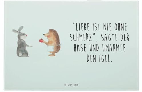 Mr. & Mrs. Panda Medium Glas Schneidbrett Hase Igel - Geschenk, Schneideplatte, und, Trösten, Glasschneidebrett, Herzschmerz, Schneidebrett Aus, Trennungsschmerz, Spülmaschinenfest, Lustige Sprüche