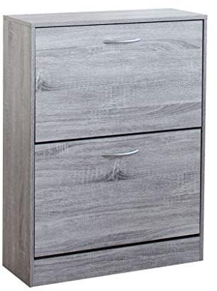 MilaniHome.it - Scarpiera Con 2 Ante In Legno Di Design Porta Scarpe Di Alta Qualità, Cm 60x24x80 H Colore: Grigio chiaro