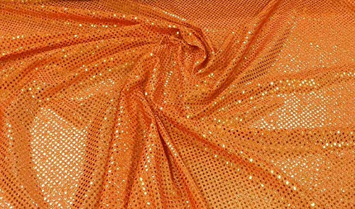 Fabrics-City ORANGE HOCHWERTIG PAILETTEN STOFF PAILLETTENSTOFF 3MM STOFFE, 5110