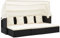 vidaXL Gartenbett mit Dach Sonnenliege Gartenliege mit Sonnenschutz Chaiselongue Sonnenbett mit Klapptisch Outdoor Lounge Schwarz Poly Rattan
