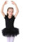 Beioner Girls' Ballet Tutu Dress Cotton Dance Leotard with Skirt Short Sleeve Ballerina Outfit Black 130