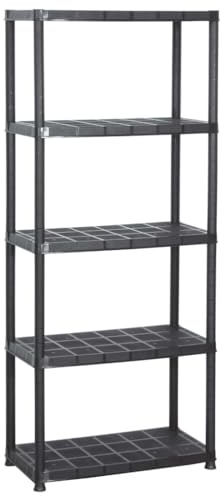 vidaXL Lagerregal 5-Tier Kunststoffregal Haushaltsregal Kellerregal Büroregal Regal Schwerlastregal Steckregal Schwarz 71x38x170cm Kunststoff
