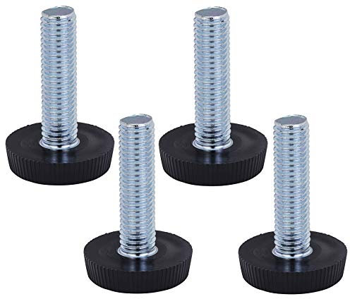 Bulldog Castors Adjustable Levelling Feet/Foot - Set of 4 - M10 Thread with 30mm Foot Diameter - Ideal for Furniture Legs, Appliances and Small Equipment Black
