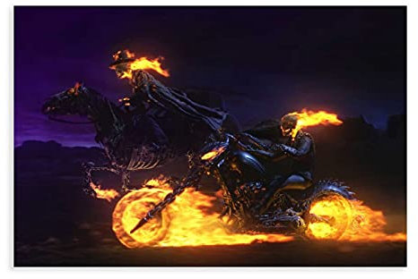 Ghost Rider Johnny Blaze Nicolas Cage Movie Classics 10 Canvas Poster Wall Art Decor Print Picture Paintings for Living Room Bedroom Decoration Unframe:12×18inch(30×45cm)