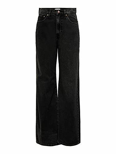 Only Femme Onlhope Ex Hw Wide Dnm Ana129 Noos Jeans, Black Denim, 26W / 30L EU