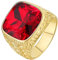 HIJONES Herren Einfach Königlich Luxus Quadrat Rot Stein Ring Gold aus Edelstahl Hochzeit Schmuck Größe 54