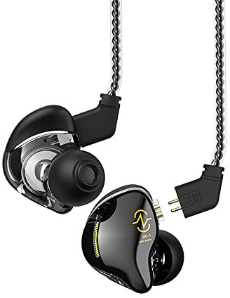 Yinyoo In Ear Monitor Kopfhörer CCZ Coffee Bean Over Ear Ohrhörer Kabelgebundener Kopfhörer mit 1DD Dynamic Driver HiFi Bass Sound für Musiker Bühne, Workout Gym (mit Mikrofon, Pures Schwarz)
