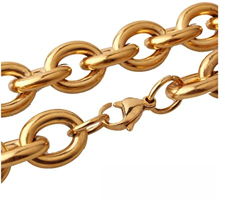 Daesar Men Necklaces Stainless Steel 11MM Rolo Necklace Chain Gold 60CM