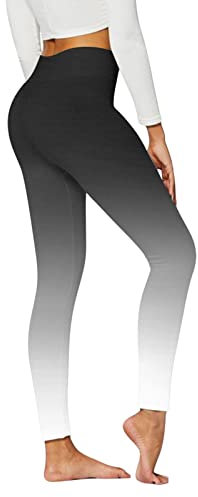 ASDFK Gradient Leggings für Frauen Butt Lift Bauch Kontrolle Hohe Taille Bootcut Yoga Hosen Tiktok Workout Peach Tights Jogger, Schwarz , L