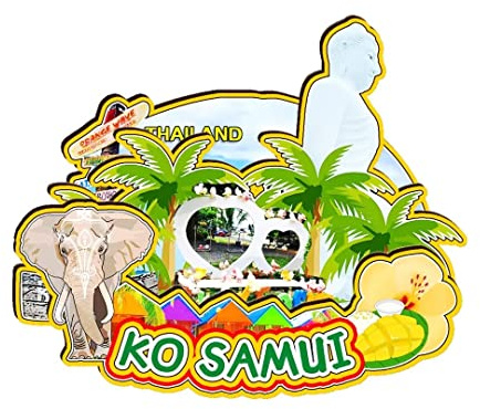 Ko Samui Thailand Magnet Fridge Magnet Wooden 3D Landmarks Travel Collectible Souvenirs Decoration Handmade