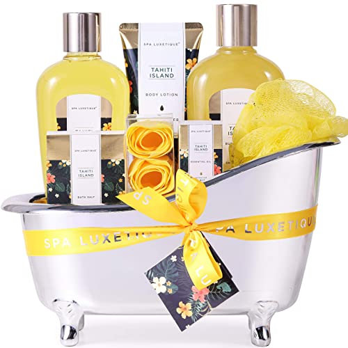 spa luxetique Coffret Cadeau Femme - 8pcs Huile Essentielle, Lotion Pour Le Corps, Bombes De Bain, Coffret Soin Femme, Cadeaux Anniversaire Pour Elle, Cadeaux De Noël Jaune