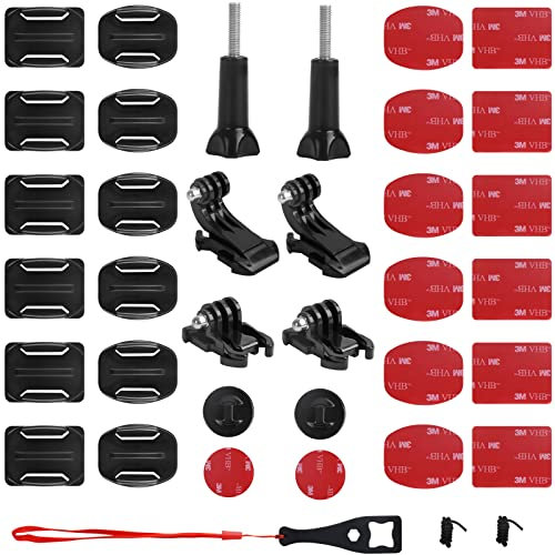 Fixations Adhésives Incurvées, Plates, Patchs Adhésifs Double Face 3M, Casque Support de Fixation, Convient pour GoPro Hero 45678, Session et Autres Caméras de Sport,33 Pièces