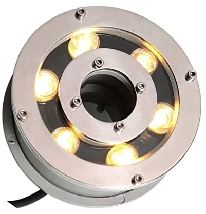 WZYJLyds LED Ring Brunnen Beleuchtung Licht, Einbaustrahler Unterwasser, LED-Ring-Brunnen-Unterwasserlicht, 6W IP68 wasserdichte Tauchlicht-Brunnen-Lampe, 7 Farben(Gelb,24V)
