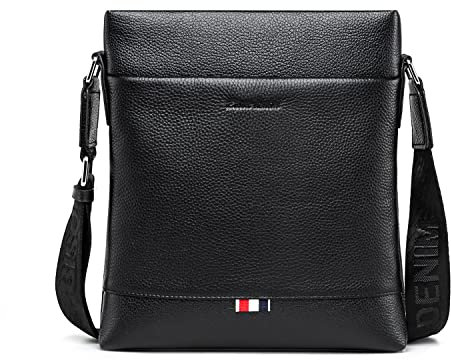 BISON DENIM umhängetasche herren Rindsleder Tasche Mode Business Vintages kulturtasche klassische schwarze Handtasche aus echtem Büffelleder