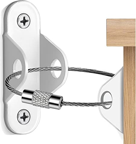 Ougourim Furniture Anchors (10 Packs) Anti Tip Furniture Anchors for Baby Proofing, Furniture Wall Anchor Earthquake Straps for Furniture Dresser Wall Safety Anchor Furniture Fasteners to Wall, White
