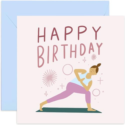 Old English Co. Süße Yoga-Geburtstagskarte für Sie – Yogi-Geburtstagskarte für Frau – lustige Yoga-Grußkarte für Freundin, Schwester, Tochter, Mama | innen blanko mit Umschlag