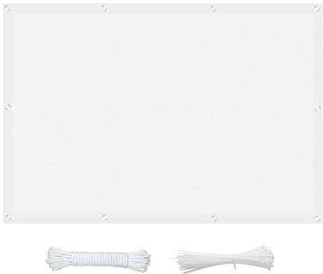 Voile d'ombrage Filet D'Ombrage 1.8 x 5.5 m 95% Résistant Aux UV, Respirant Voile D'ombrage Toile D Ombrage avec Serre-Cables pour Patio Jardin, Terrasse,Extéri, Blanc