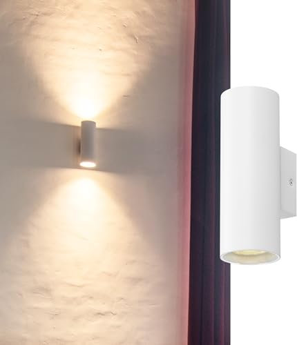SLV ASTO TUBE UP/DOWN |Wandleuchte, Aufbauleuchte, Innenbeleuchtung für Wohnzimmer, Schlafzimmer, Küche, Diele Kinderzimmer | Aluminium, zylindrisch, max. 2x10W, weiß