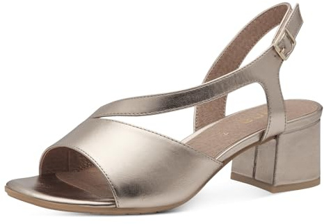 Jana Damen Sandalen mit Absatz mit verstellbarem Riemen Vegan, Gold (Champagner), 41 EU