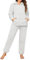 Tuopuda Pigiama Donna Invernale Pigiami Due Pezzi, Pigiama Pile da Casa con Tasche Zip Felpa Manica Lunga e Pantalone Lungo, Indumenti da Notte Sleepwear, Grigio Chiaro, XL