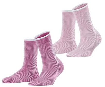 ESPRIT Damen Socken Allover Stripe Multipack W So Baumwolle gemustert 2 Paar, Mehrfarbig Rosa Pink 0170, 35-38