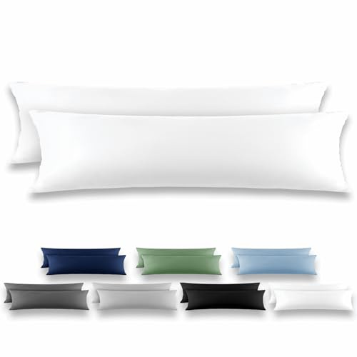 REDKEY Taie de Traversin 40x145 Blanc - Lot de 2 Taies d'Oreillers 40 x 145 Carré en Microfibre Brossée, Housse Oreiller Coussin Oreiller avec sa Fermeture à Rabat (sans Fermeture Éclair)