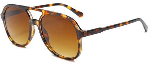 Long Keeper Gafas de Sol Piloto para Hombre Mujer Retro Gafas de Piloto Clasicas 70s Amarillas Gafas de Sol Conducción Nocturna Protección UV400