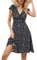 Zeagoo Vestido de mujer con cuello en V, elegante, de verano, manga corta, informal, largo hasta la rodilla, swing, Blue-Flower, S