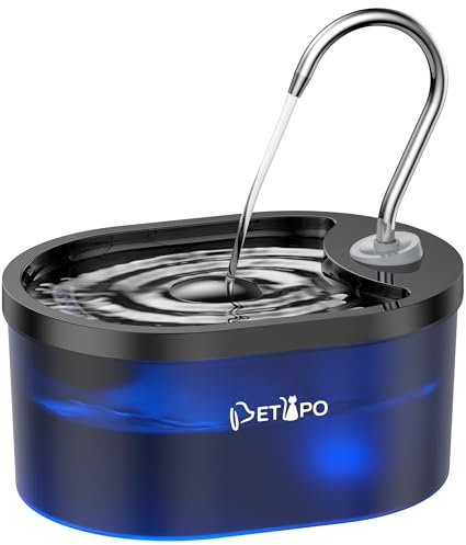 Fuente de agua para gatos, fuente de agua para gatos de 100 onzas/3 L, fuentes de agua súper silenciosas para gatos de interior, luz LED de alarma de nivel de agua, fuente de grifo para gatos con