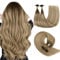 YoungSee Utip Hair Extensions Human Hair Balayage U Tip Extensions Dark Brown Ombre Brown with Blonde Keratin Tip Hair Extensions Human Hair 14 Inch Ktip Real Hair Extensions for Soft Hair 50s/50g