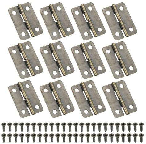 PATIKIL Small Butt Hinges 1 Inch, 12 Pack Mini Jewelry Box Hinge with Screw for Jewelry Wooden Boxes Cabinet Drawer Doors Gate, Brown